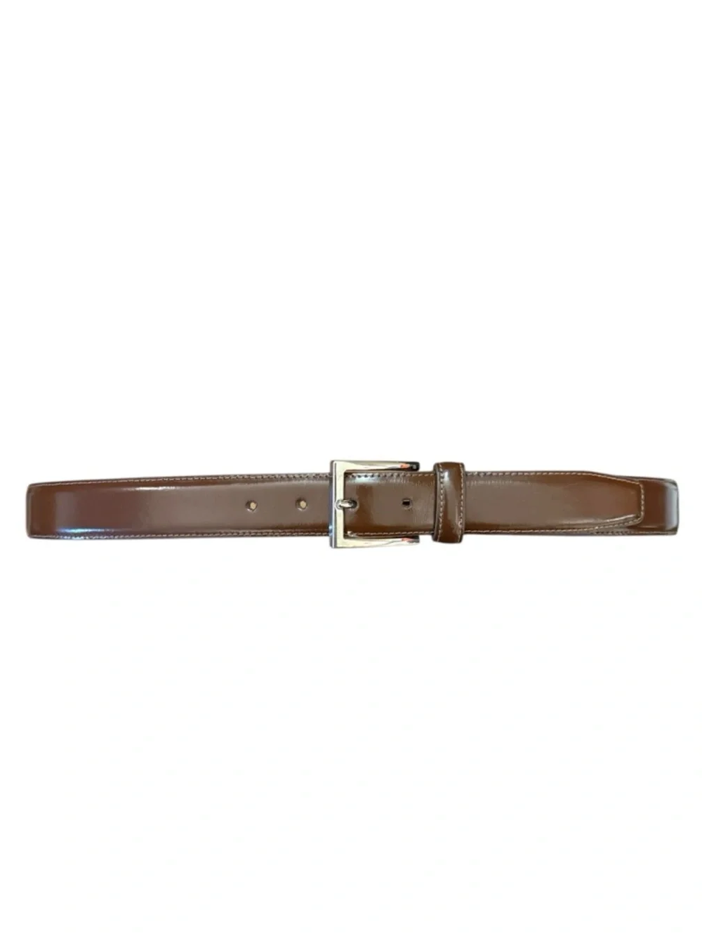 Cole Haan Smooth Brown Leather Belt Silver Buckle Classic Dress Casual Preppy 36